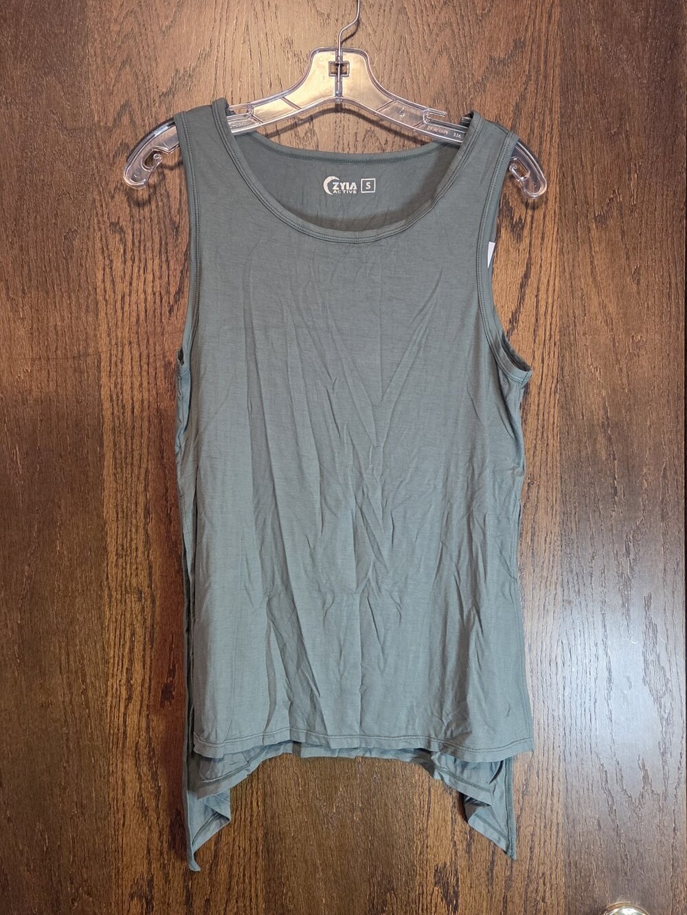 Zyia Women's Olive Green Long Finesse Slit Tank Top